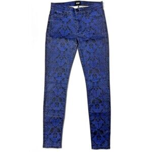 Hudson Made USA High Waist Super Skinny Blue Snakeskin Print Jeans Women’s Sz 27